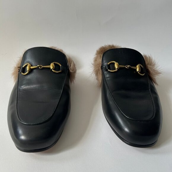 GUCCI PRINCETOWN HORSEBIT ACCENT LEATHER SLIPPERS - Picture 6 of 7